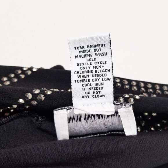 Carmen Marc Valvo Black Sparkly Rhinestone Stud Bodycon Dress S $118 Stretchy - Picture 8 of 13